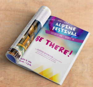 American Cancer Society event branding by Annatto Alpine Festival magazine ad