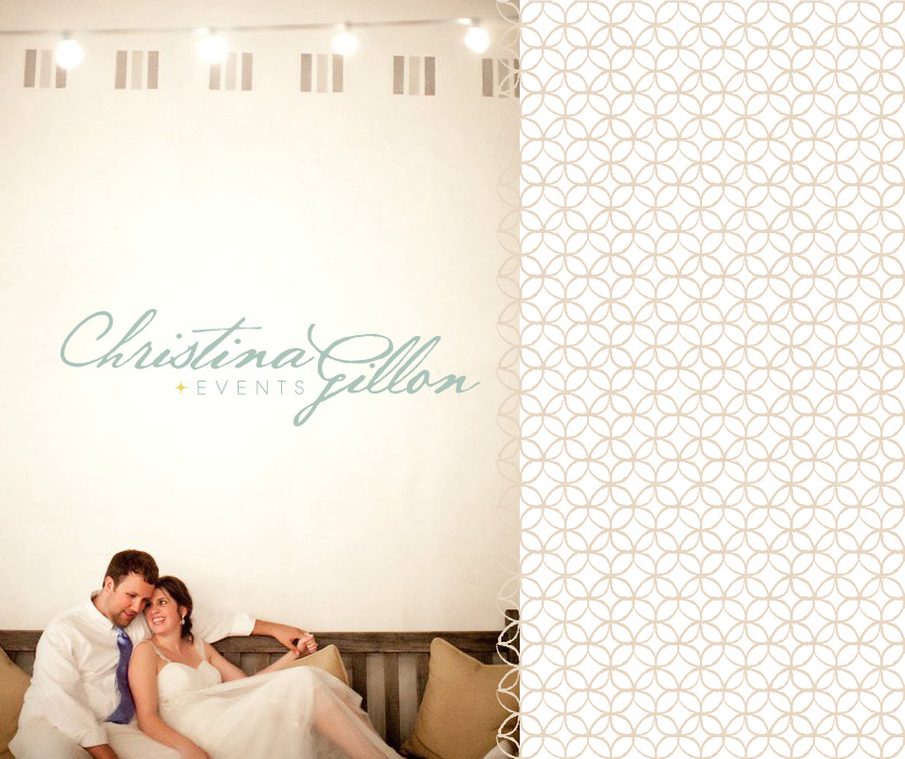 Branding for Christina Gillon Events. Logo mark and supporting graphics.