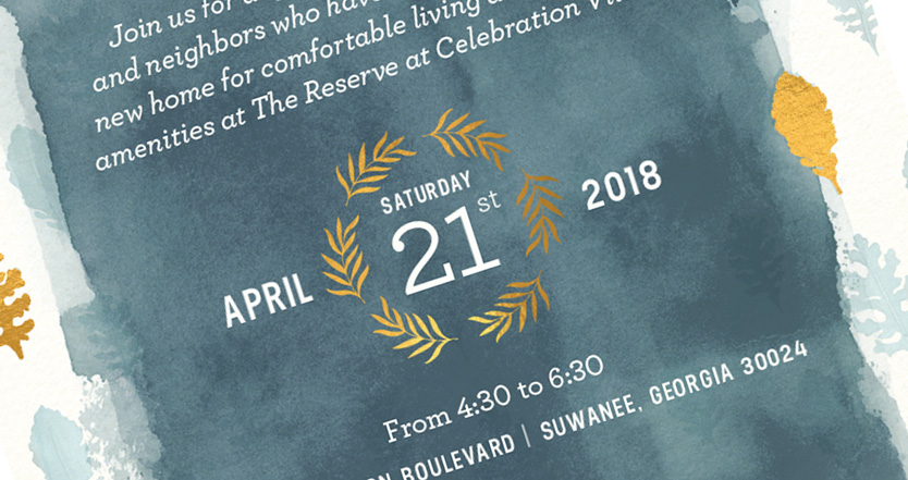 The Reserve, Invitation, Typography Detail