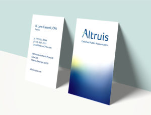 Altruis Certified Public Accountants Brand Identity - Business Card Design by Annatto